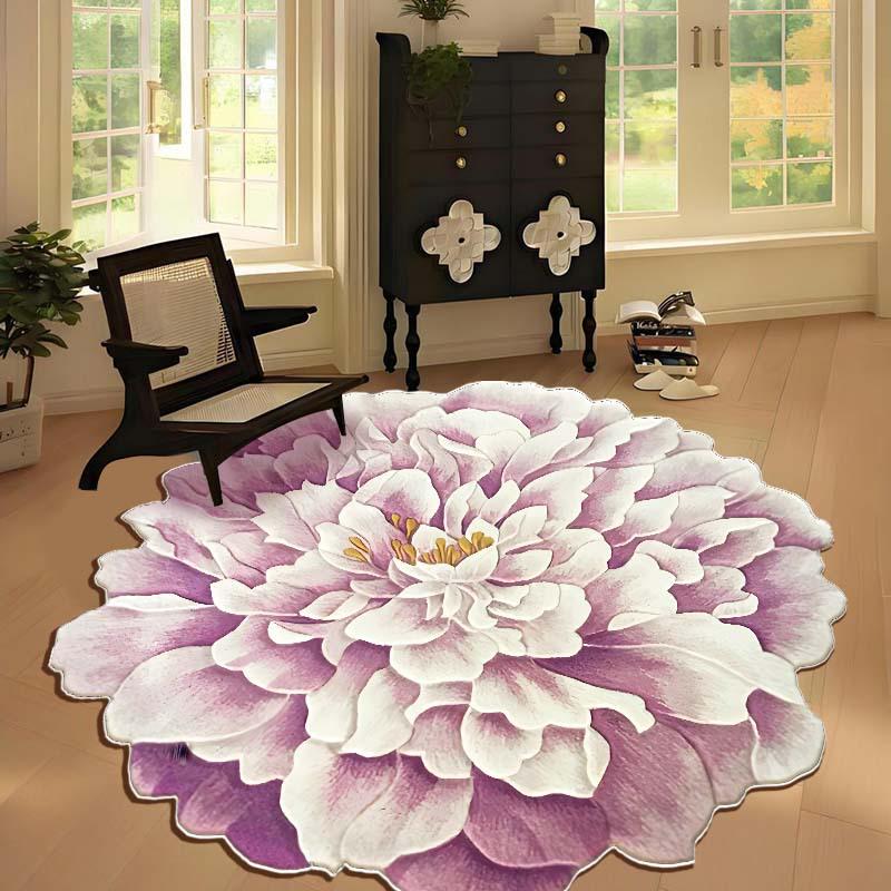 Creative Cartoon Flower Round Rug for Living Room or Bedroom