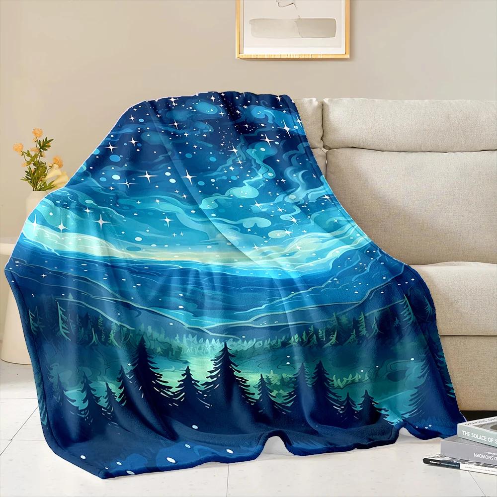 Comfortable and Soft Starry Sky Theme Blanket, Add Beauty To The Home, All Seasons, Home Office Can Be Used, Nap Camping Blanket