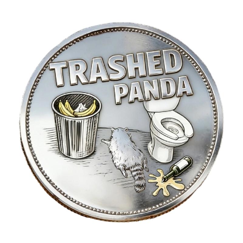 Alloy Trashed Panda Incident Challenge Coin Hilarious Challenge Funny Raccoons Drinking Emboosed Coin For Collection Gift
