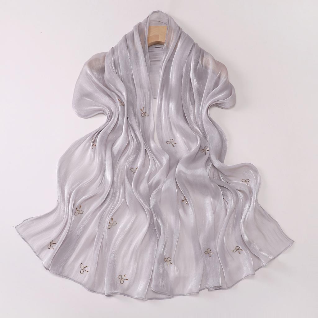 Shimmer Silk Hijab Scarf For Women Crinkle Hijabs  Diamond Luxury Medine Silk Veil Muslim Women Shiny Shawl Turban Bandana