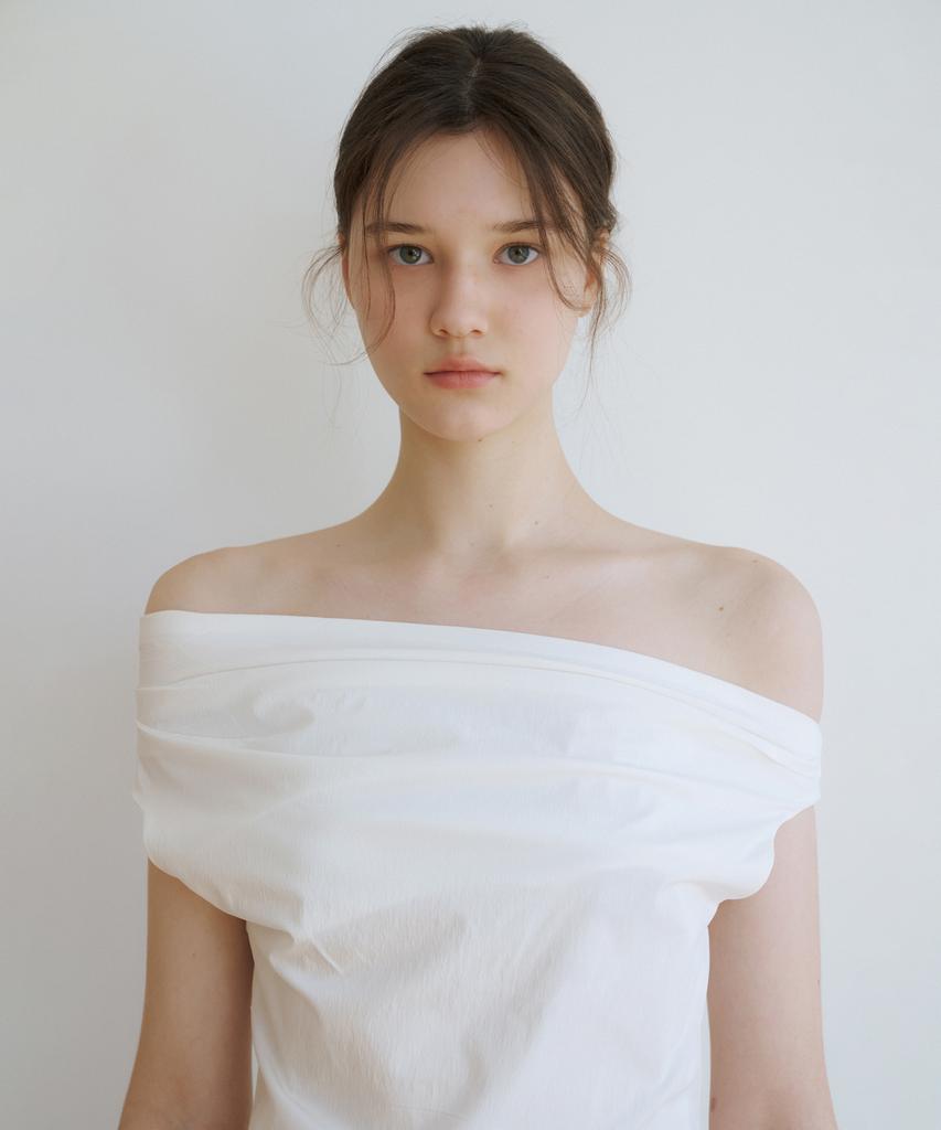 Riorg Wa Unbalanced Drape Sleeveless Ops White