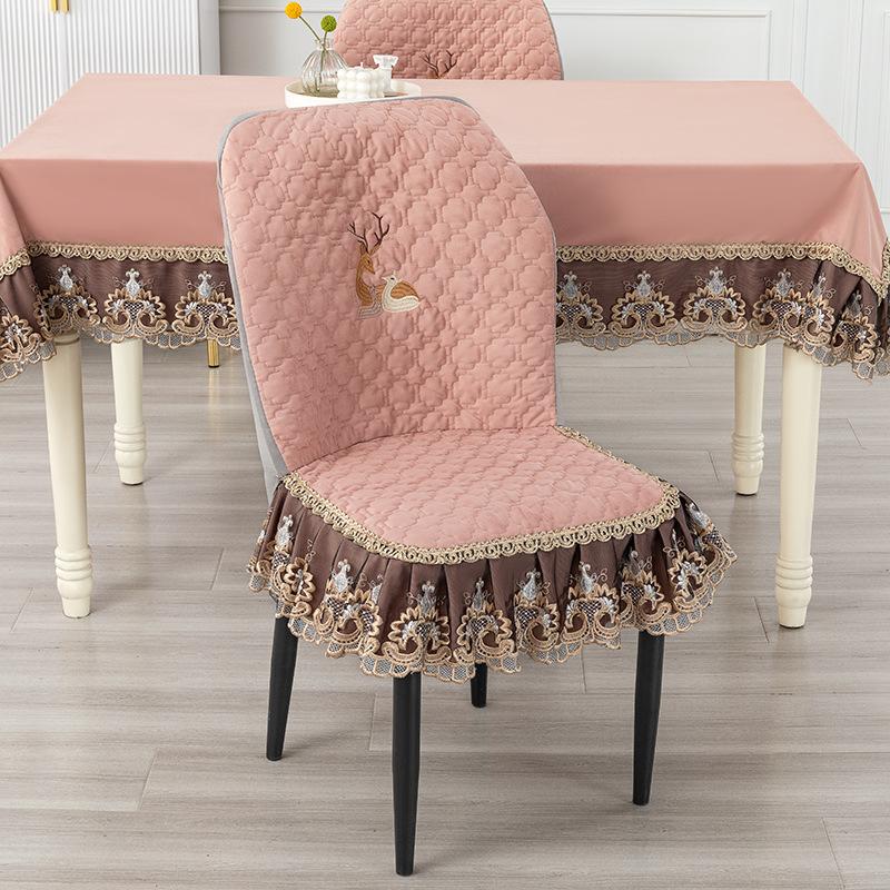 Gebogener Stuhlbezug Neu Einfach All-inclusive Haushalt Baumwolle Verdickt Rückenlehne Integriertes Kissen Esszimmertisch Stuhlbezug Hockerbezug