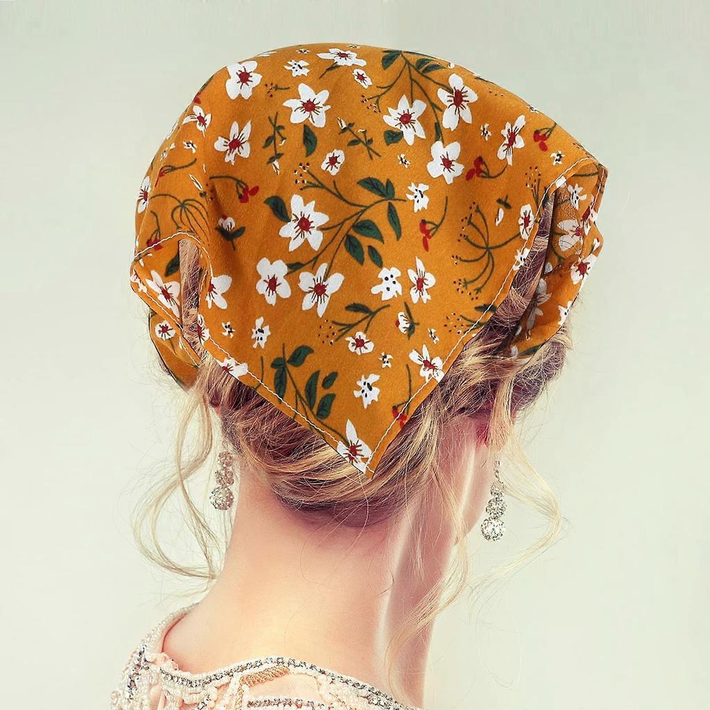 6 PCS Floral Head Kerchief Headband Chiffon Hair Bandanas Elastic Hair Band Scrunchies Boho Hair Scarf Hairbands Cute