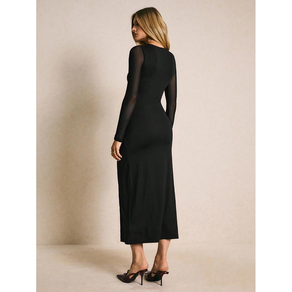 Women's Fall Long Sleeve Bodycon Dresses Elegant Wedding Guest Cocktail Party Midi Maxi Dress