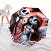1 Automatischer Regenschirm mit 8 Speichen, Motiv Jack Skellington und Sally, Bunt, Tragbar, für Damen und Herren, Ein Kompakter Begleiter für den Weg zur Arbeit, Geeignet für Da