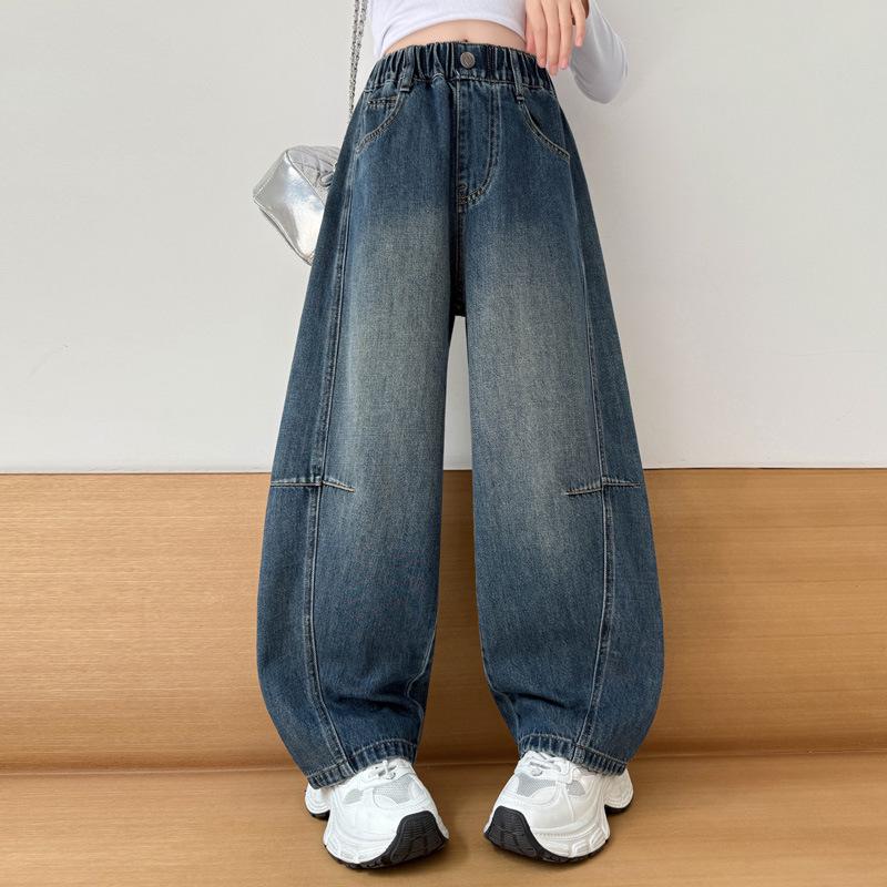 

Модные джинсы-палаццо для девочек 2025 - Стильные повседневные брюки для девочек-подростков, Идеально подходят для весеннего и осеннего сезонов 130 cm синий