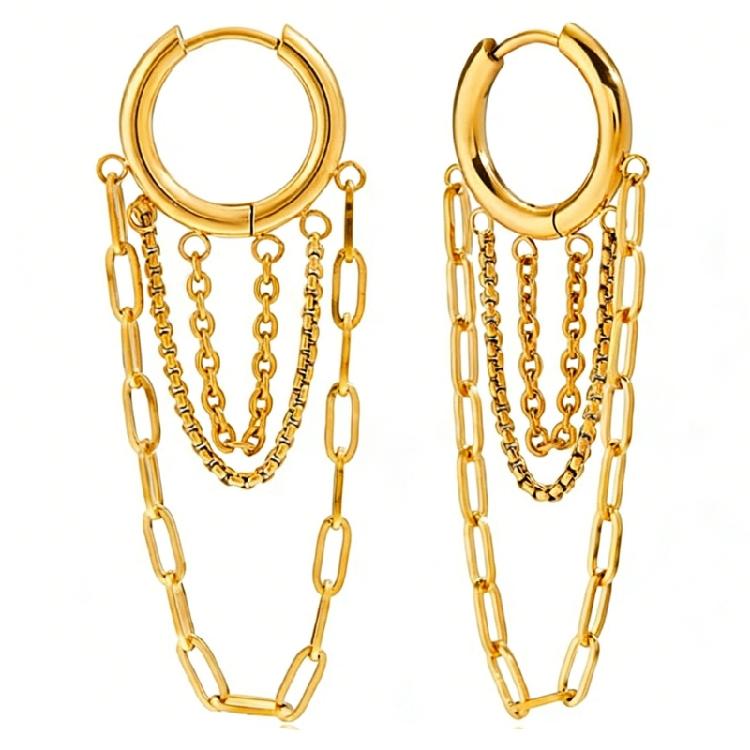 Minimalists Tassels Earrings with Chain Accent Stainless Steel Drop Designs for Everyday Elegant