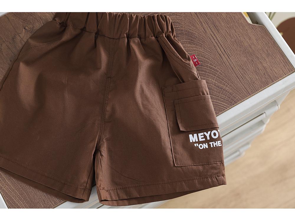 2026 Summer Boys' Cotton T-Shirt & Workwear Shorts Two-Piece Set