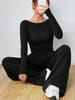 Loose Fit Women's Wide-Leg Pants Two-Piece Set - Soft, Stylish, Irregular Design