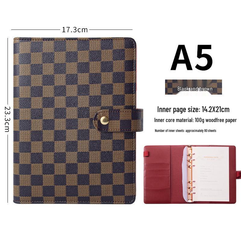 A5 Premium Leather Grid Pattern Binder Journal