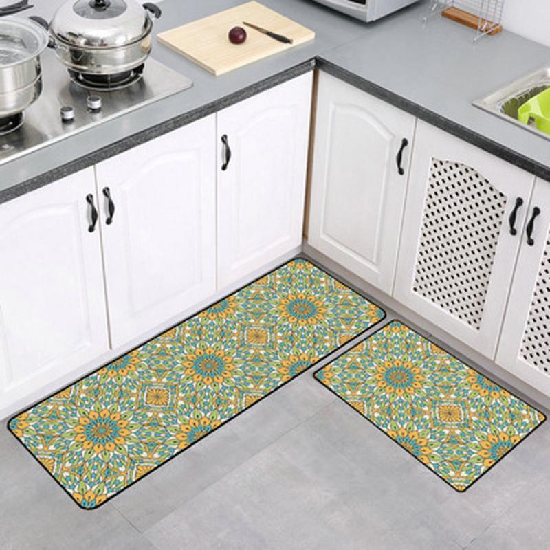 Fashionable Textile Kitchen Mat Anti -Slip Kitchen Rugs Balcony Bathroom Printed Carpet Home Floor Mat Doormat Bath Carpet