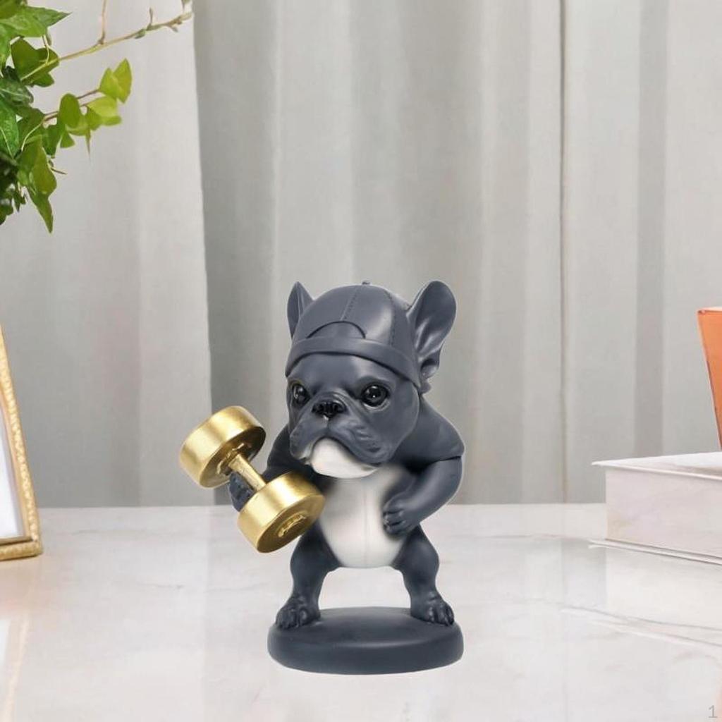 Fitness Dog Statue ,Animal Sculpture ,Creative, Collectible Crafts Resin Ornament Desktop Decoration