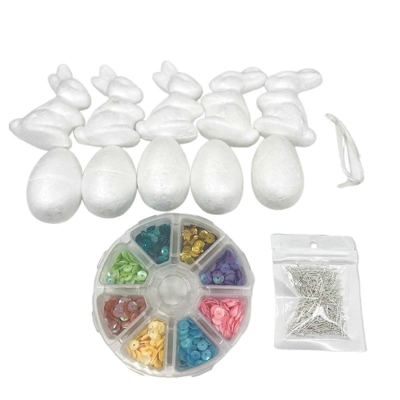 9.84x8.66x1.97in Egg Shakers Colorful Foam Self Painting Eggs with Sequins Ornaments Painting Learning Toy for Kids