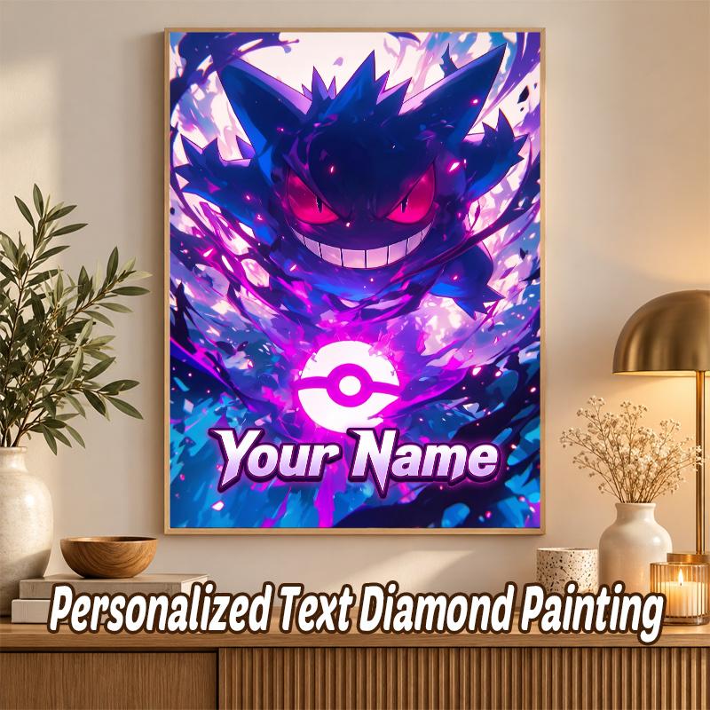 Gengar Custom Name Diamond Painting Personalized 5D Full Drill DIY Diamond Art Home Decor