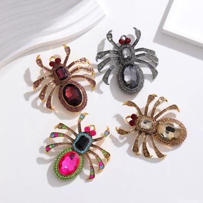 Unisex vintage överdriven brosch Spindelformad fuskkristallbroschnål Djurformmärke Modeaccessoarer