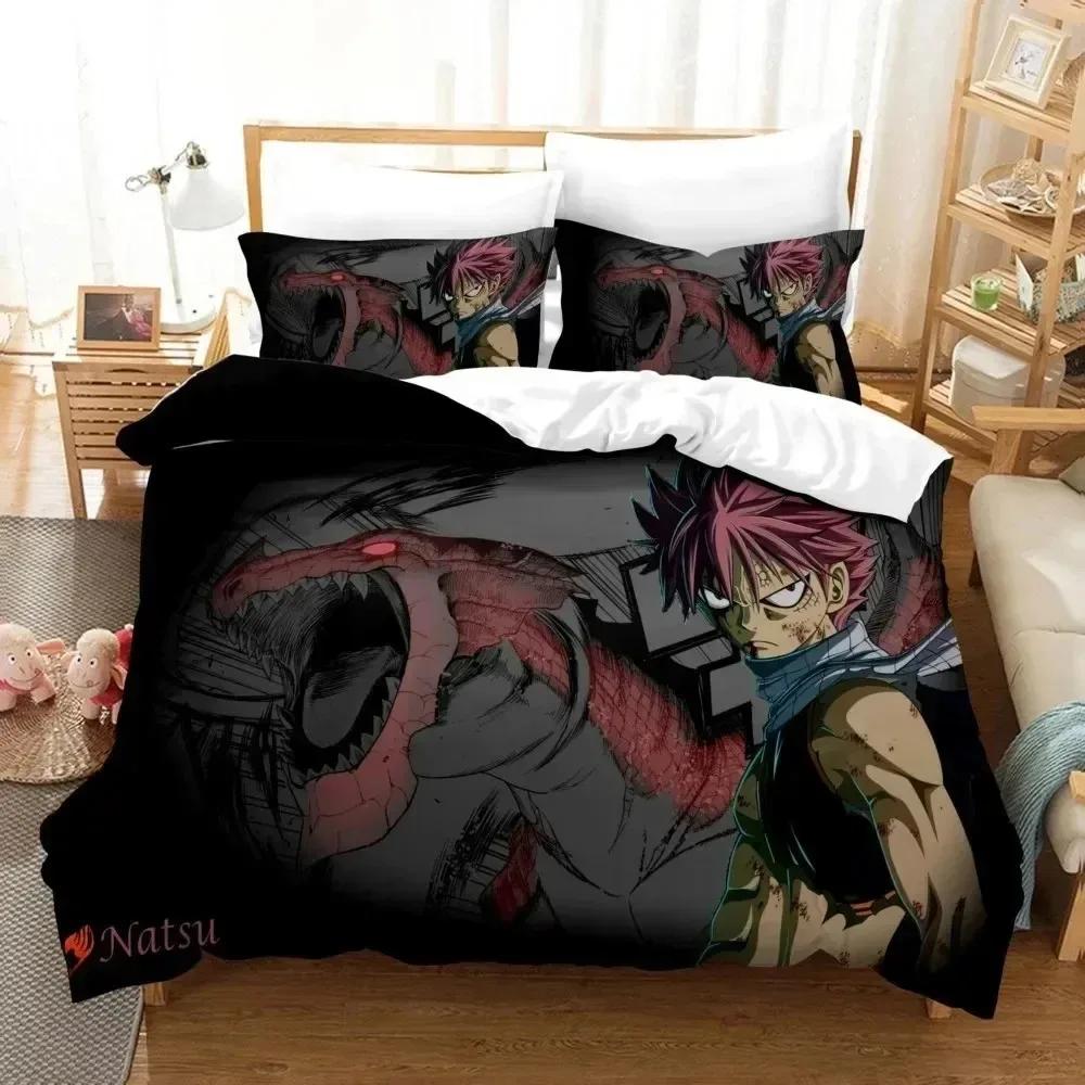 Anime 3D Printed Fairy Tail Bedding Set Duvet Cover Pillowcase Boys Girls Single Twin Full Queen King Size Adult Bedding gift