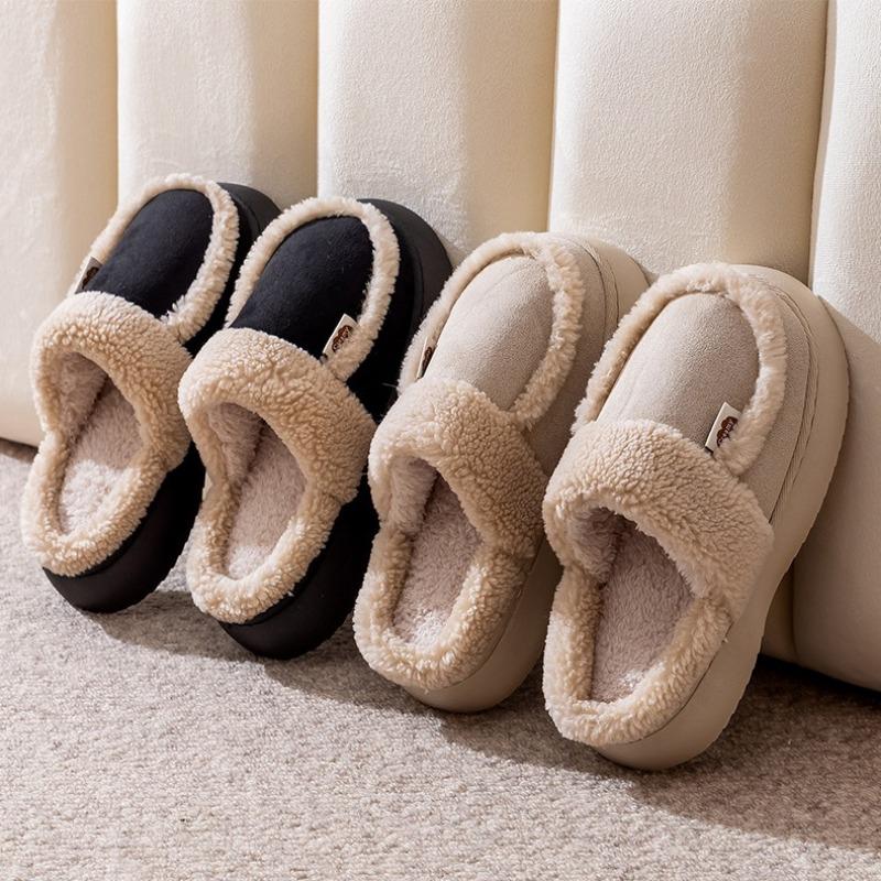 Women's Cotton Slippers Warm Cotton Slippers In Autumn and Winter Plush Slippers Wedge Shoes