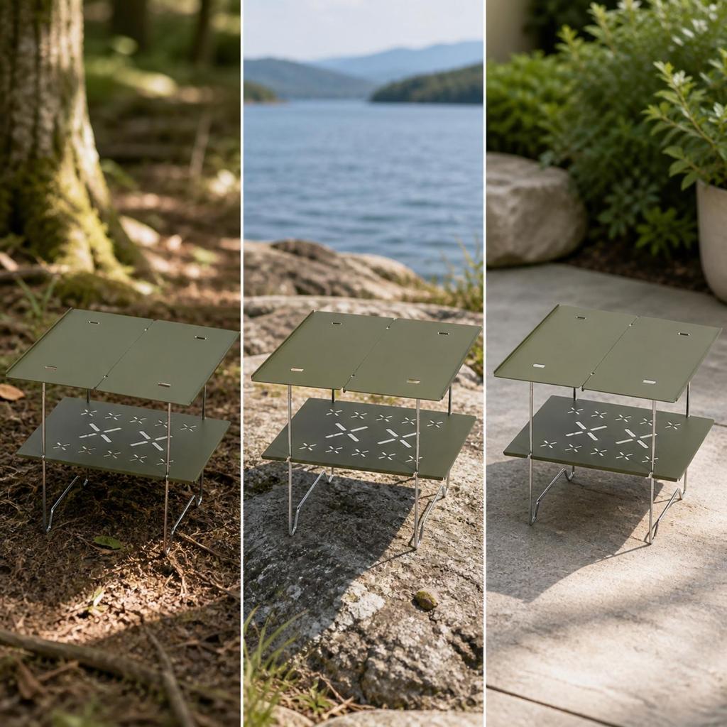 Two-Tier Folding Table Collapsible for Picnics