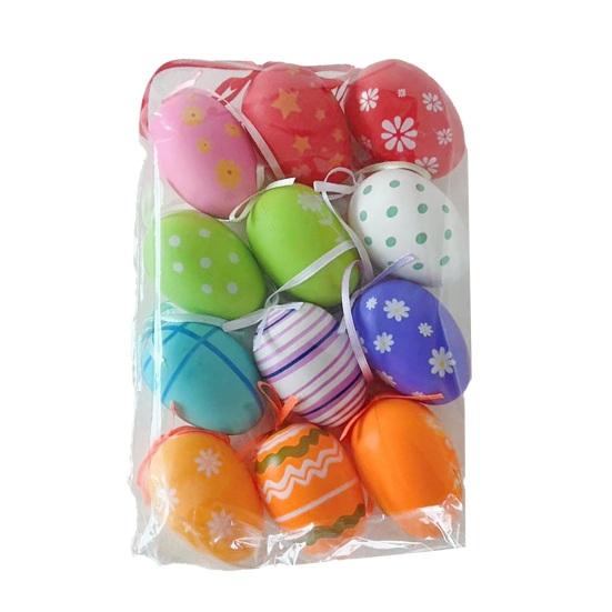 12 szt. Wielokolorowe Plastikowe Pisanki DIY Zabawka do Malowania Jajek dla do Domu Zajęcia dla Dzieci Materiały na Przyjęcie Wielkanocne