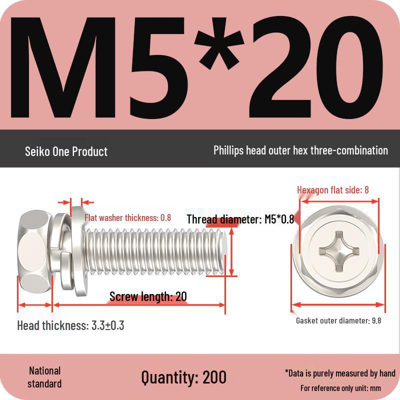 Hexagon Head Combination Screw Bolt Set with Washer and Spring Washer