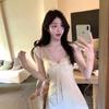 French Ruffle Edge Small Flying Sleeves White Suspender Dress Women's Summer Temperament Thin White First Love Small White Dress