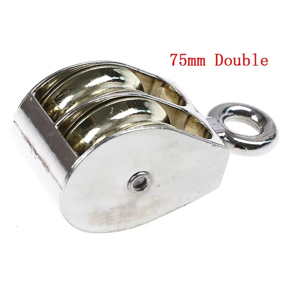 1Pcs Single/Double Wheels Messenger Pulley 36/52/75mm Metal Sheave Durable Fixed Pulley  Crown Block
