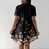 Women’s Casual Loose Fit Shirt Dress with Button Front Stand Collar Short Sleeve Polka Dot and Stripe Print Design