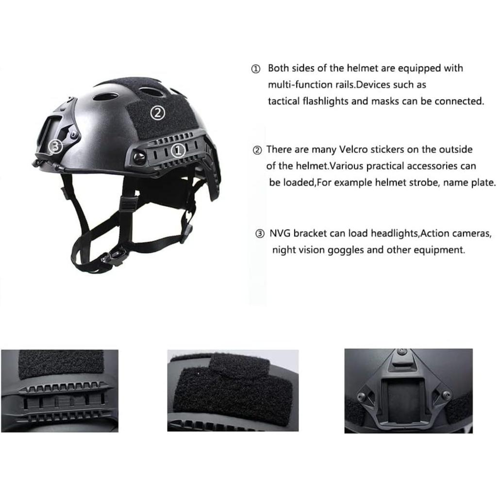 PJ Tactical Paintball Airsoft Helmet Fast Military Helmet with NVG Bracket and Side Guide Rail