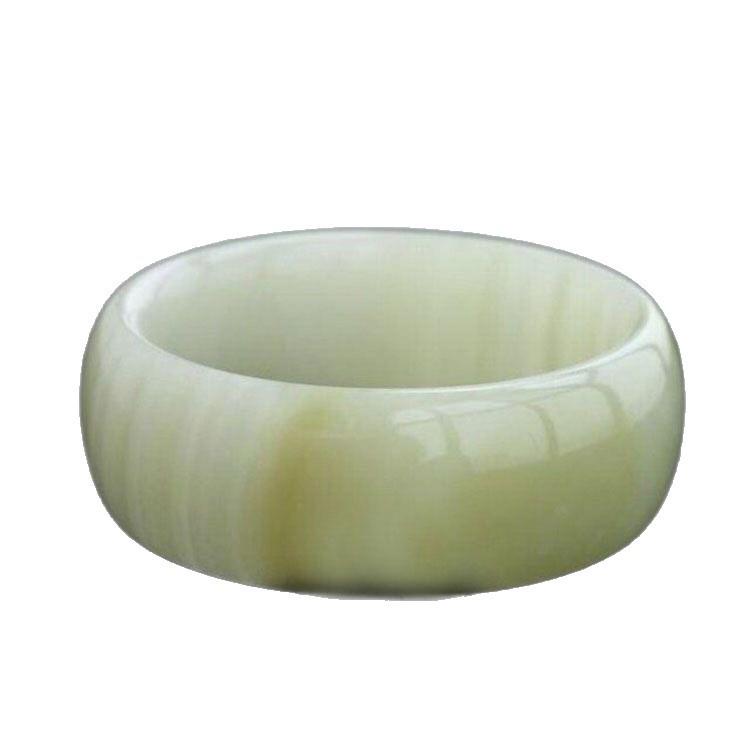 Afghanistan Jade Bangle for Women with Silk Wrap, Vertical Grain Design