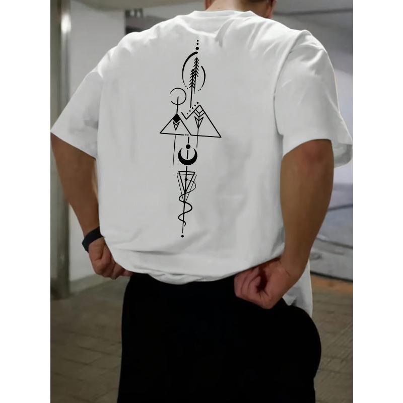 Cotton Printed Men s Vintage T-Shirt, Simple Fashion Comfortable Print Casual Tee S белый