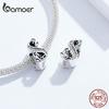 BAMOER Lucky Number 8 Bead Zircon Reliefs Real 925 Sterling Silver Charms Fit Original Bracelet