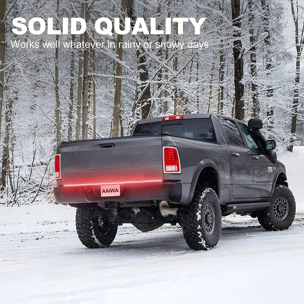 Truck Tailgate Light Bar, LED Single Row Tailgate Light Strip with Red Running Brake Lights Turn Signal White Reverse Light, IP67 Waterproof Light