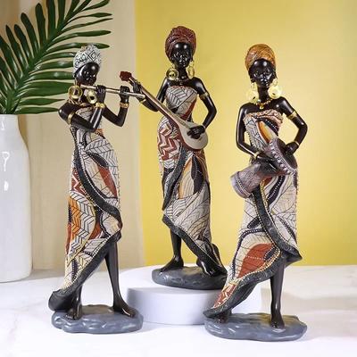 Figurines de femmes noires africaines en résine, statues d'art vintage, décoration de maison rétro, ornements de bureau pour intérieur