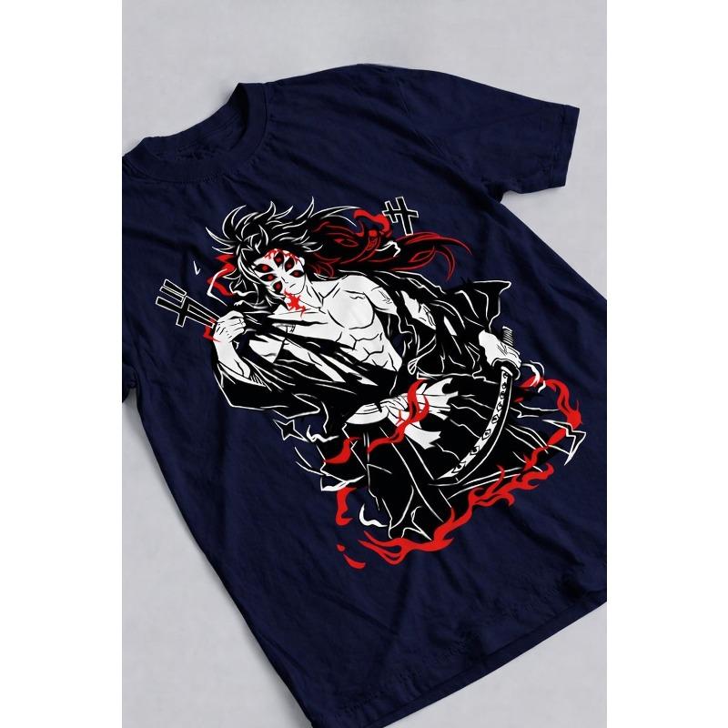 Black Death Mou Ghost Slayer Blade Tshirt Anime SpringSummer Mens Casual Suitable for Both Men and Women