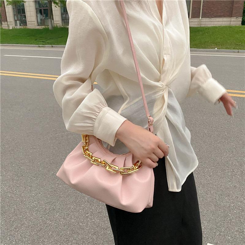Fashion Trend Gold Chain Shoulder Crossbody Portable Dumpling Bag Versatile Women's Bag