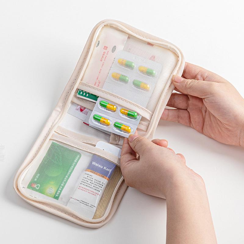 Portable Foldable Medical Pouch Pill Organizer With Zipper Sort First Aid Kit Outdoor Travel Storage Bag Small Items Holder Gift