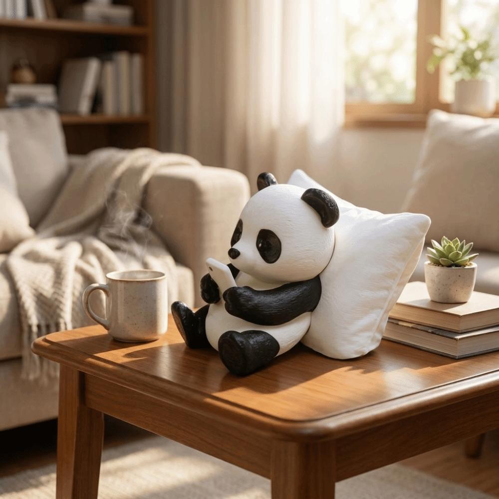 Simulated Lazy Panda Figurine Creative Panda Statue Funny Car Ornament Interior Decor