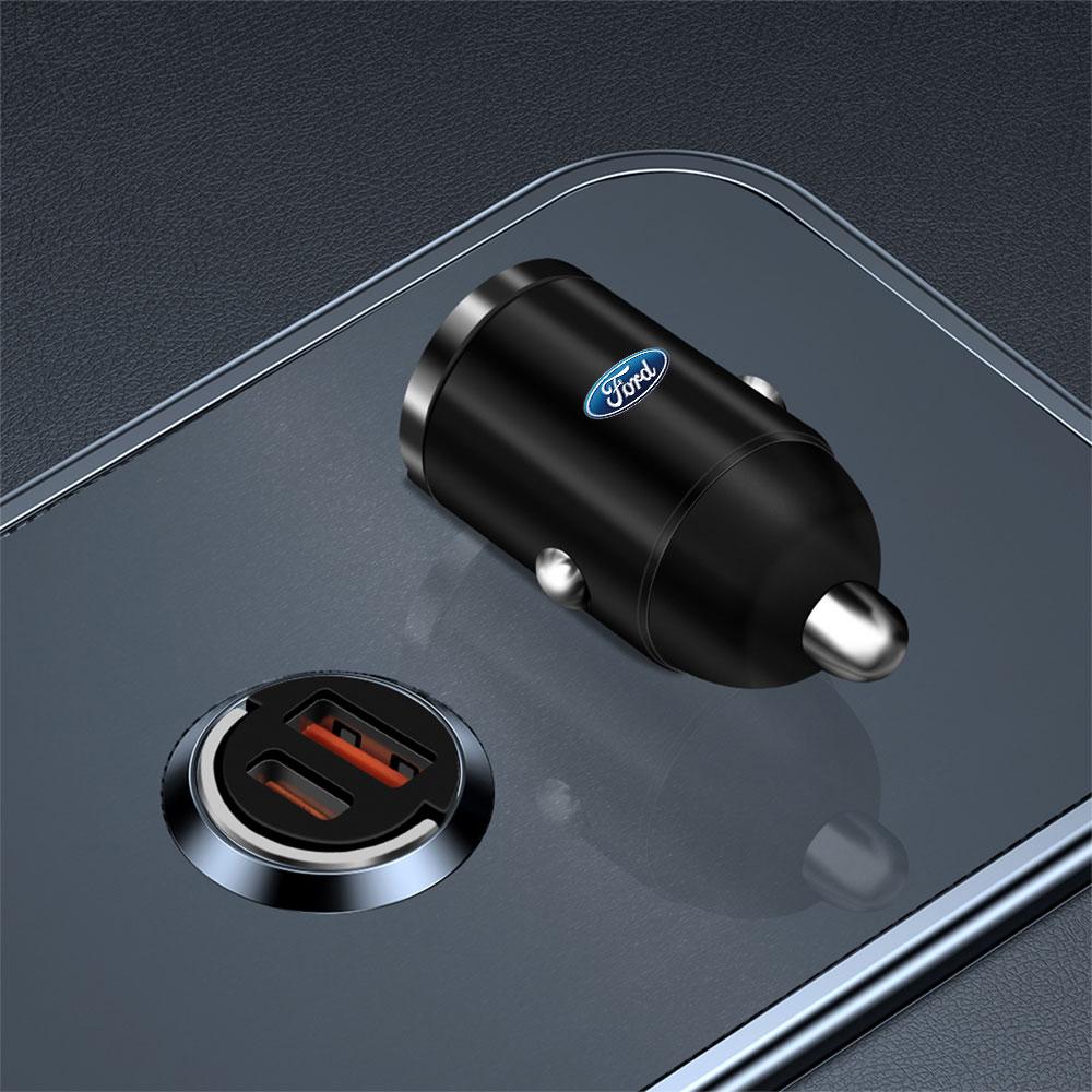 Car Fast Charger USB Type-C Ports Power Adapter Valve Cap For Ford Focus 2 3 MK2 MK3 MK5 Fiesta Mondeo Fusion Escape Shelby ST