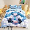 Anime H-Hatsune Miku Bedding Set Kawaii Girls Duvet Cover Set Single Twin Full Queen King Size for Kids Teens Bedroom Decor Gift