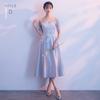 Bridesmaid Dress New Spring Grey Satin Sisters Bridesmaid Dress Medium and Long Girlfriend Dress Sister Dress
