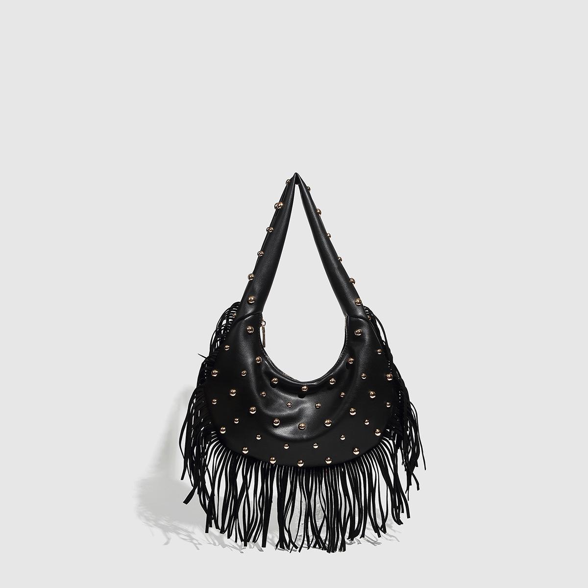 

Tassel Bag New Fashion Women s Simple Shoulder Handbag чорний