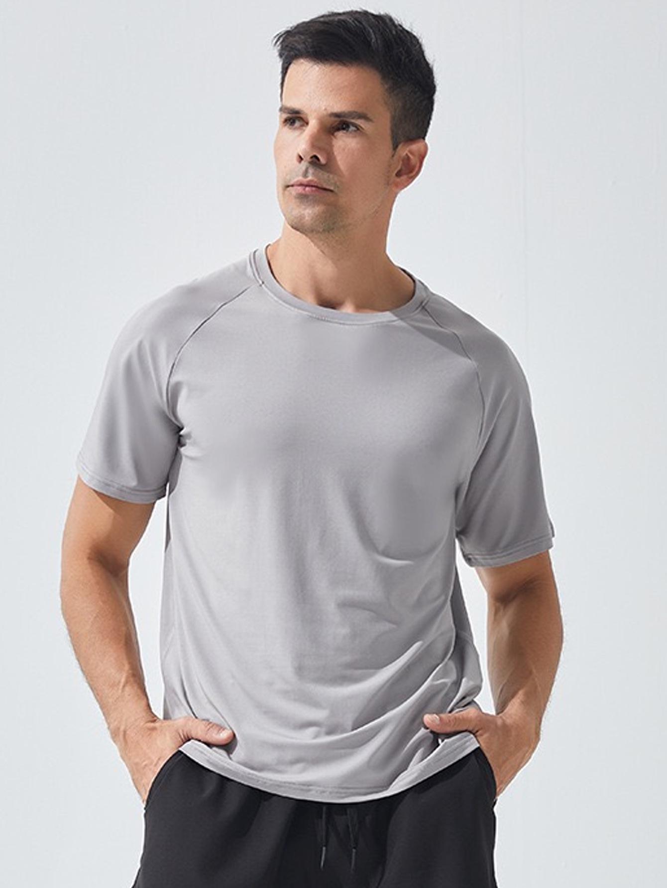 

Мужская быстросохнущая сетчатая дышащая спортивная футболка - с коротким рукавом для бега и активного отдыха L серый