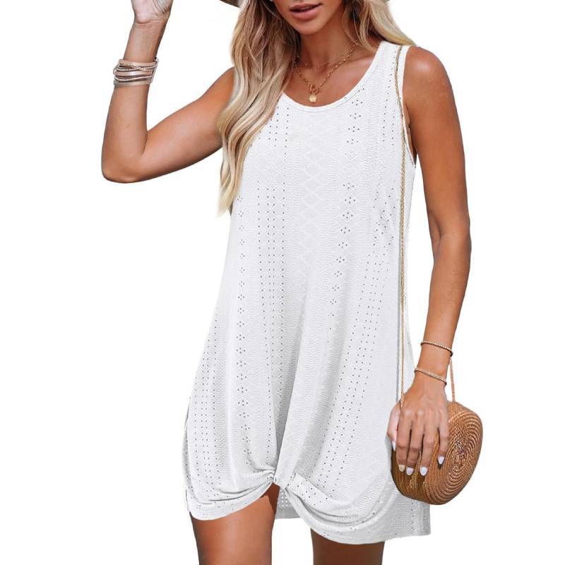 Polyester Splicing Aline Minikleid mit verdrehtem Knoten für den Sommer-Strandurlaub
