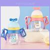 New Cartoon Handle Children's Plastic Straw Cup 360ml Ideal For Kindergarten With Shoulder Strap Pink/blue