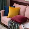 Nordic Style Solid Color Tassel Pillow Cover Short Plush Cushion Covers Bedroom Sofa Decorative Pillowcase Bohemian Style Gift Cushion Covers
