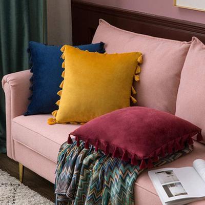 Nordischer Stil Einfarbige Quasten-Kissenbezüge Kurze Plüsch-Kissenbezüge Schlafzimmer Sofa Dekorative Kissenbezüge Bohemian Stil Geschenk-Kissenbezüge