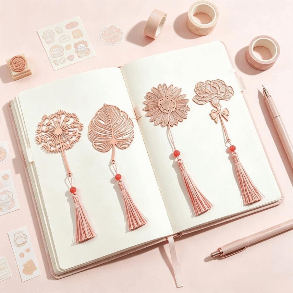 Leaf Hollow Tassel Book Markers Sunflower Pattern Chinese Style Bookmark Reading Gift