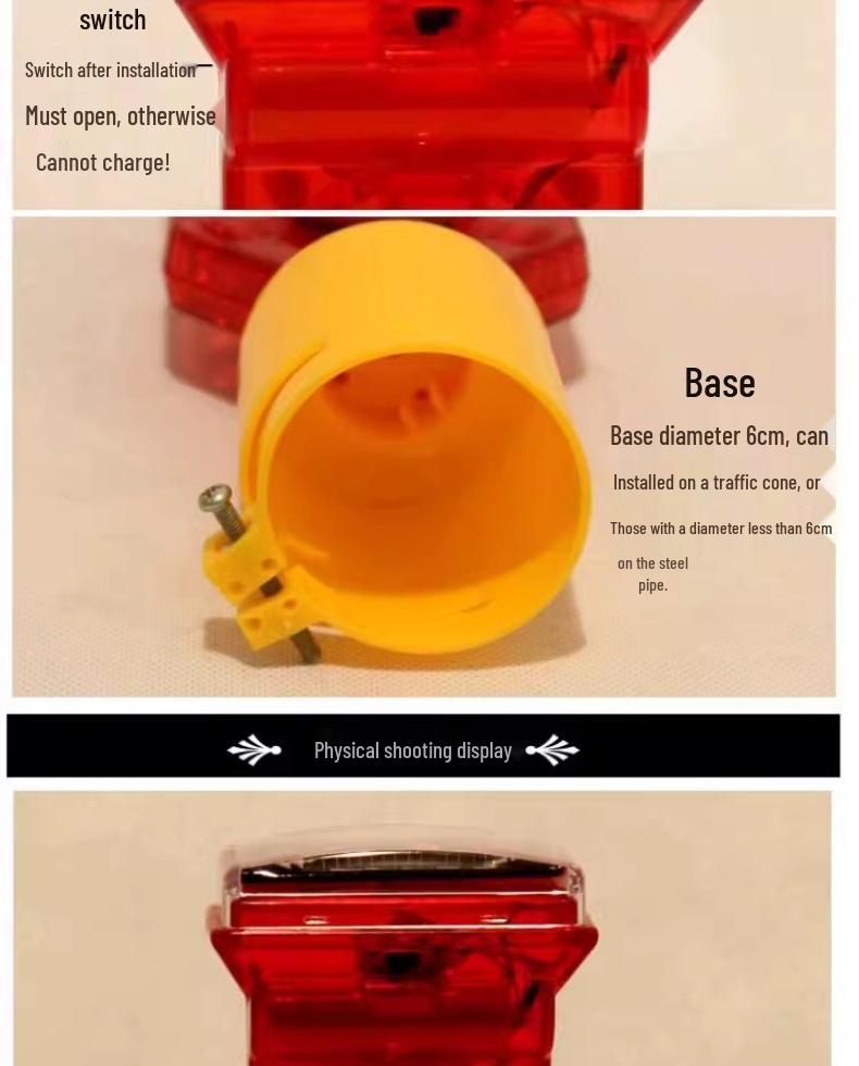 Dual-Sided LED Solar Traffic Safety Cone Flashing Light