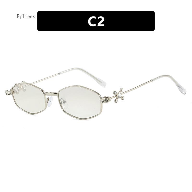 Diamonds Eyeglasses Women Y2K Bling Rhinestone Oval Shades Clear Glasses Frames Metal Silver Fashion Retro Diamond Frame Eyewear