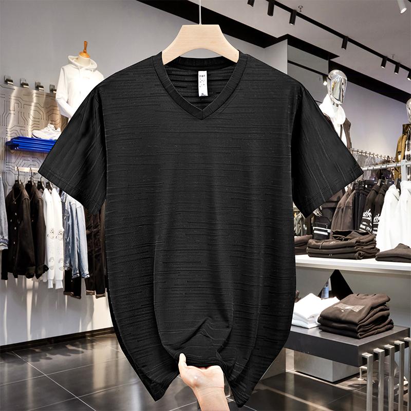 10xl Big Size T-Shirt Men V-Neck Loose 9xl 8xl Summer Slim Fit Men's T Shirts Sport Quick Dry Short Sleeve Tops Tee
